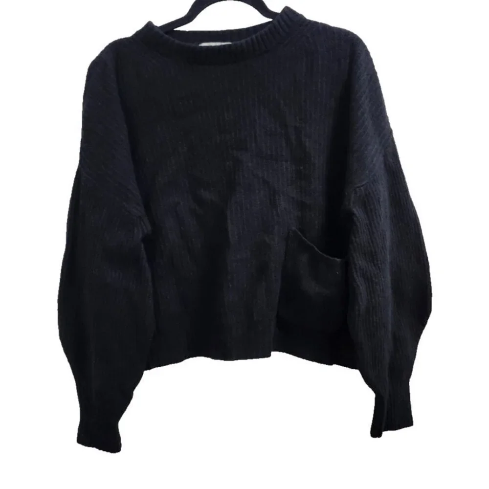 N.O.W. Andrea Rosati Cashmere Sweater Women Black Ribbed Knit Italy Oversized M